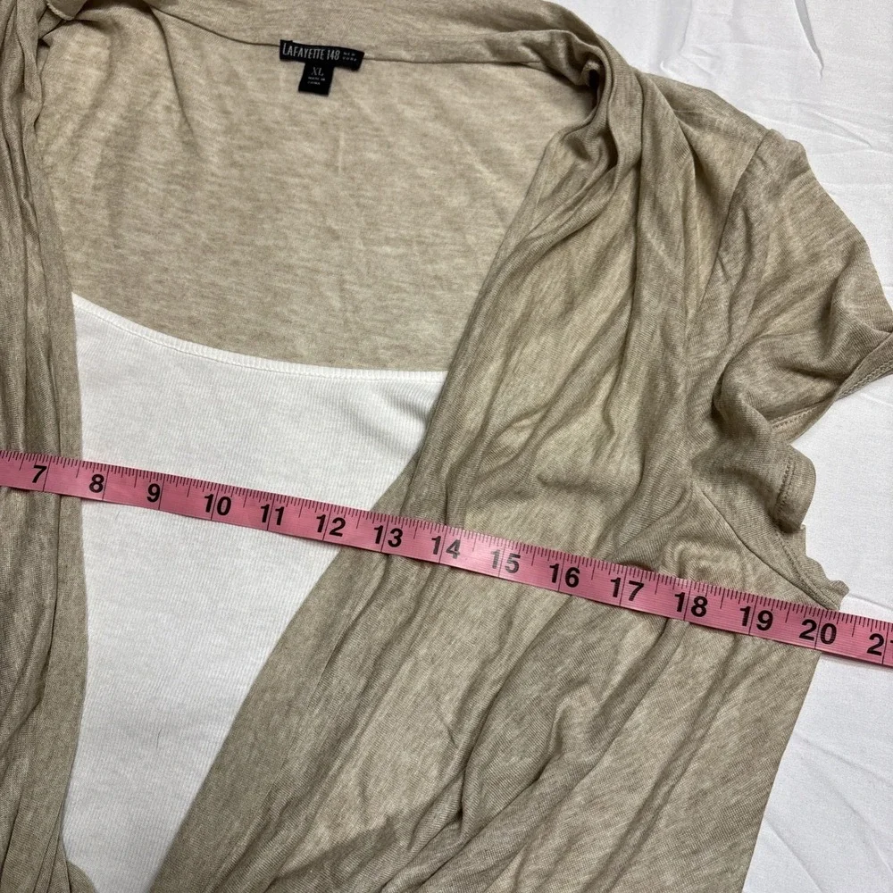 Lafayette 148 Women Size XL Deep Cowl Neck Short Sleeve  Shirt Y2K Layer Top - Picture 5 of 8